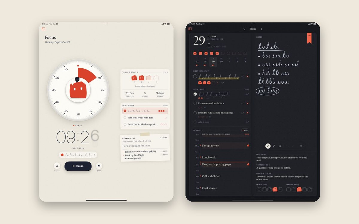 Pomo on iPad: focus timer and journal