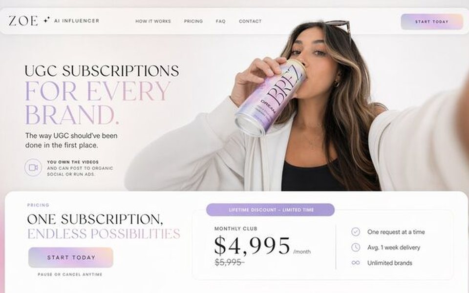 Zoe's product page: UGC subscriptions for every brand